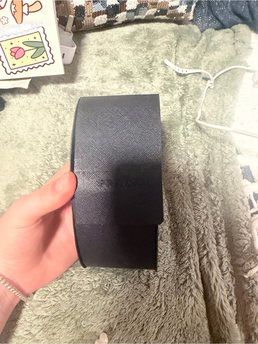 Pravda sunglass case and wipe for sunglasses